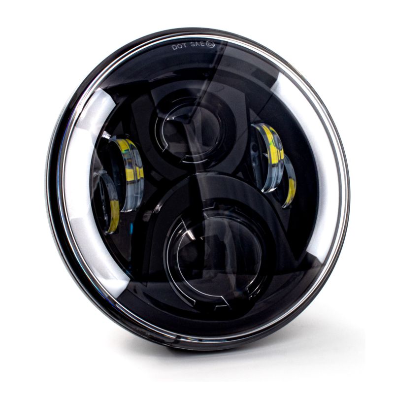 Deluxe 7" Black LED Headlight with integrated SWITCHBACK Turn Signals